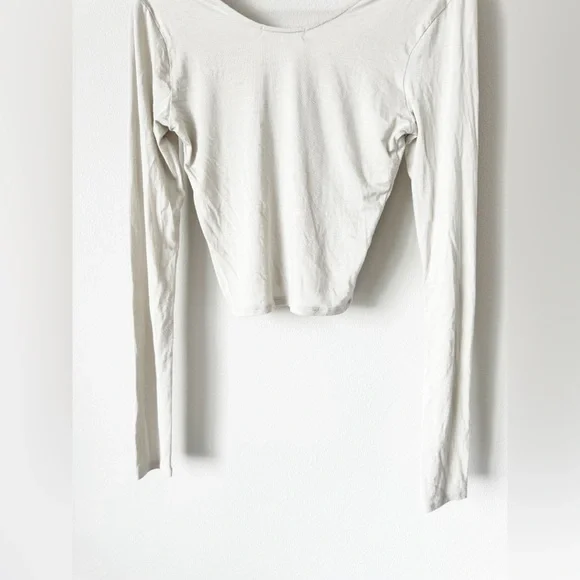 Joah Brown Ecru Long Sleeve Crop Tee M/L - Picture 9 of 9